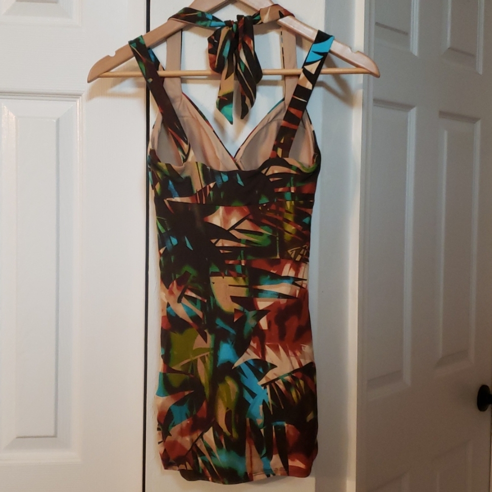 Cache Pattern Halter Top W/ Beautiful Pattern Euc - image 4